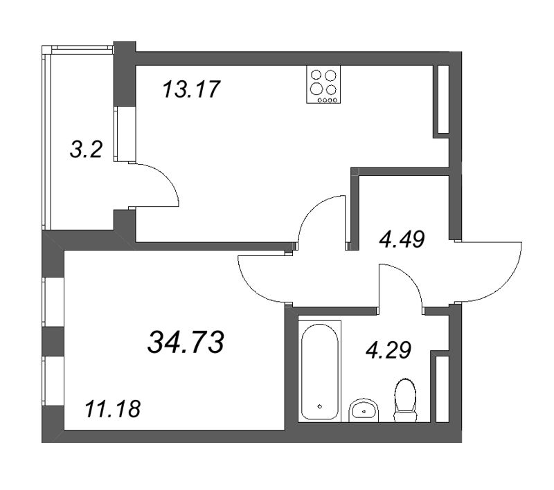 1 ккв 34,7 м²
