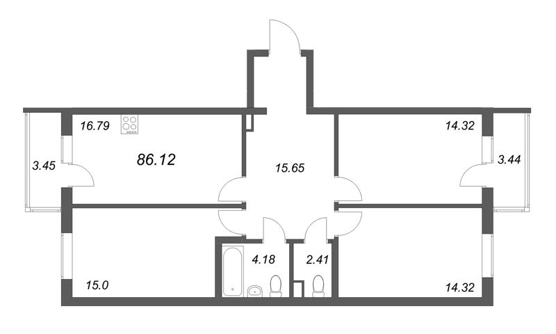 4 ккв (Евро) 86,1 м²