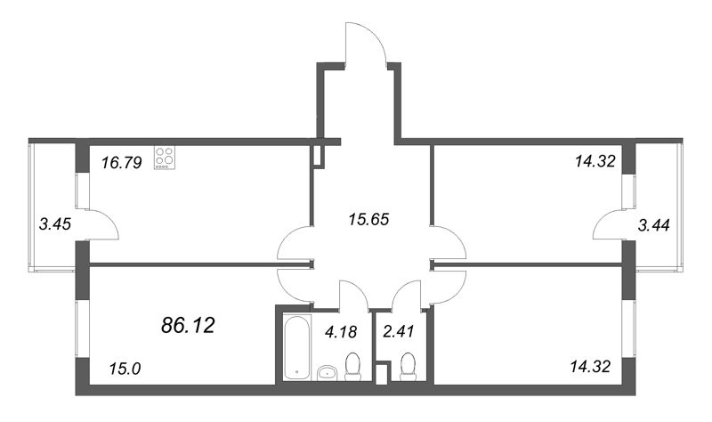 4 ккв (Евро) 86,1 м²