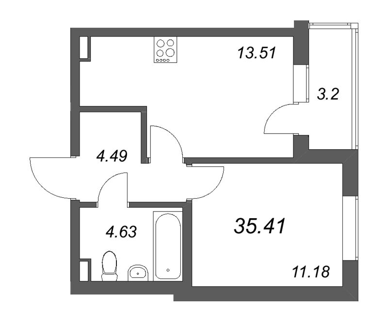 1 ккв 35,4 м²