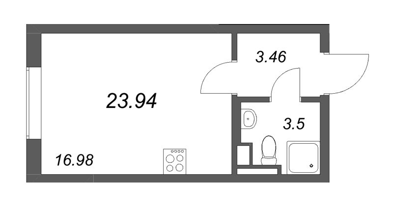Студия 23,9 м²