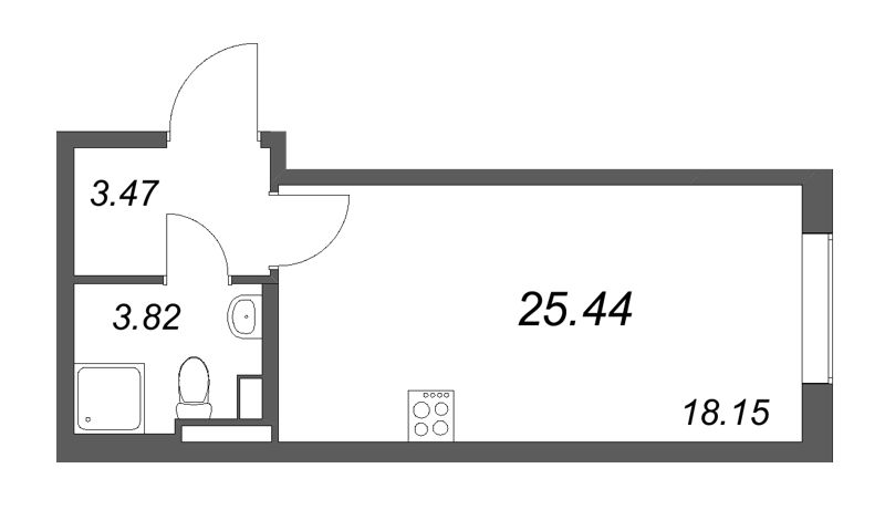 Студия 25,4 м²