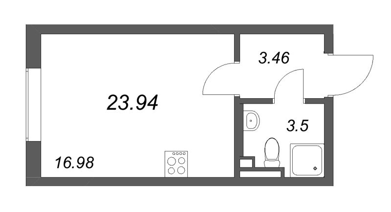 Студия 23,9 м²