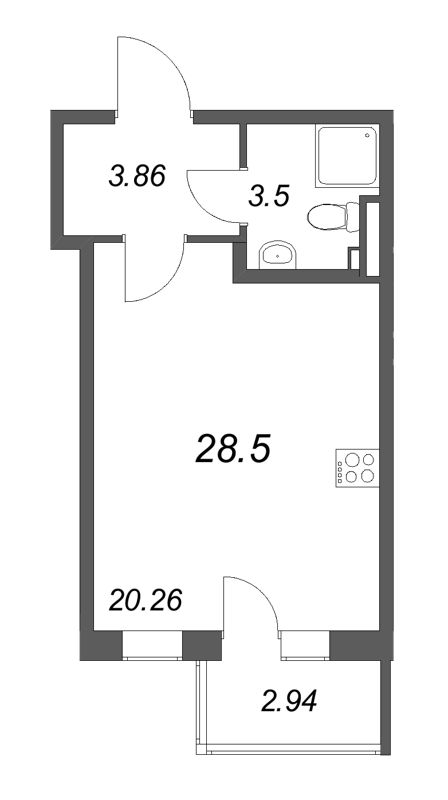 Студия 28,5 м²