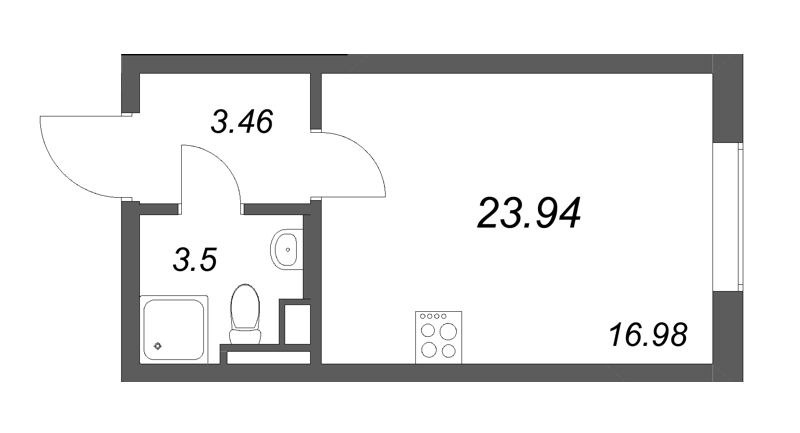 Студия 23,9 м²