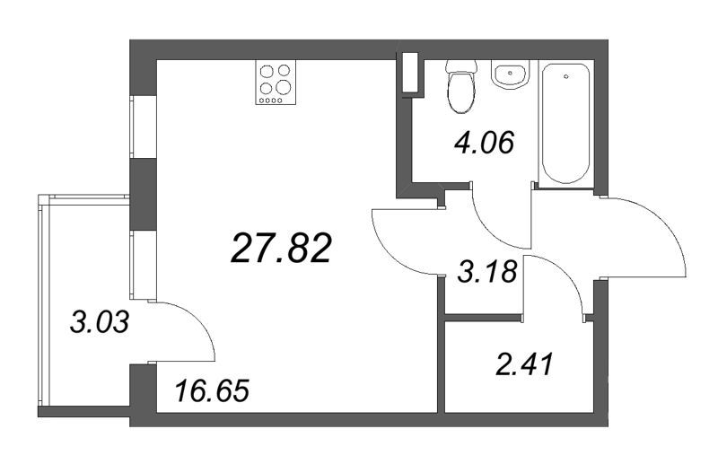 Студия 27,8 м²