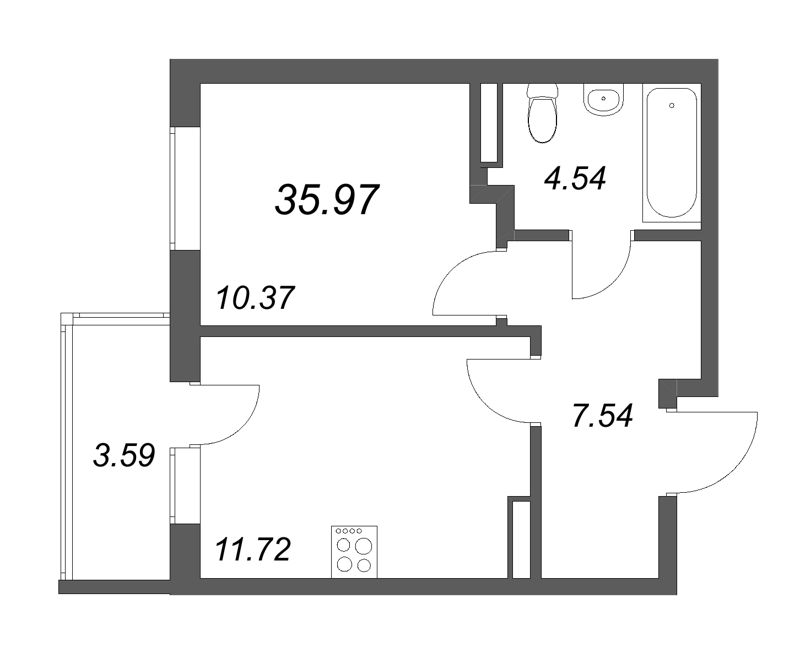 1 ккв 36 м²