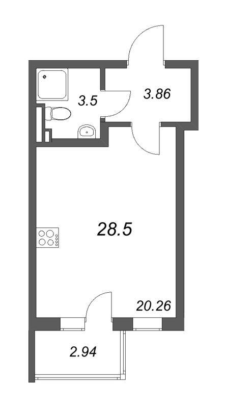 Студия 28,5 м²