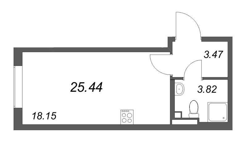 Студия 25,4 м²