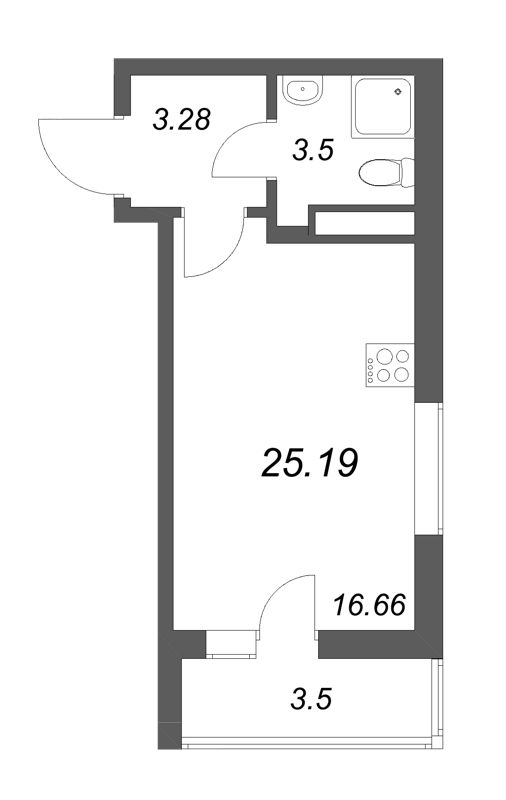 Студия 25,2 м²