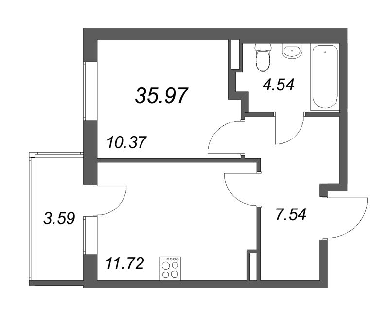1 ккв 36 м²