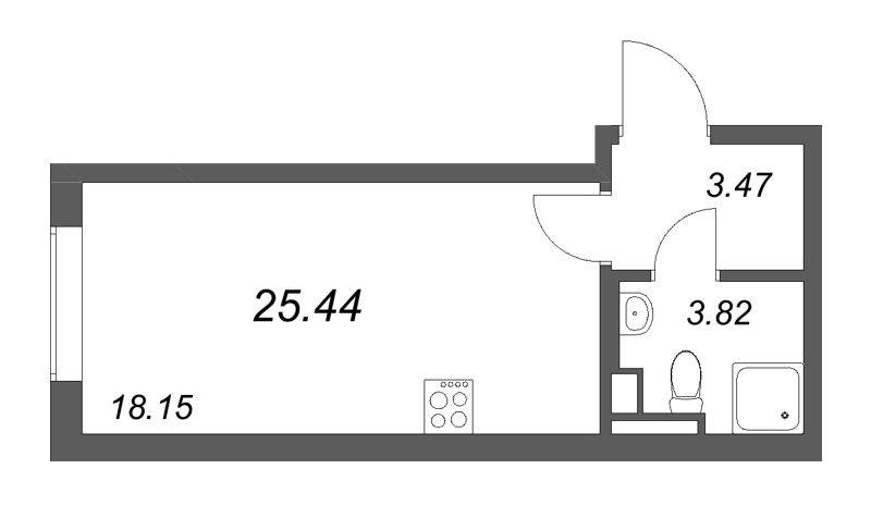 Студия 25,4 м²