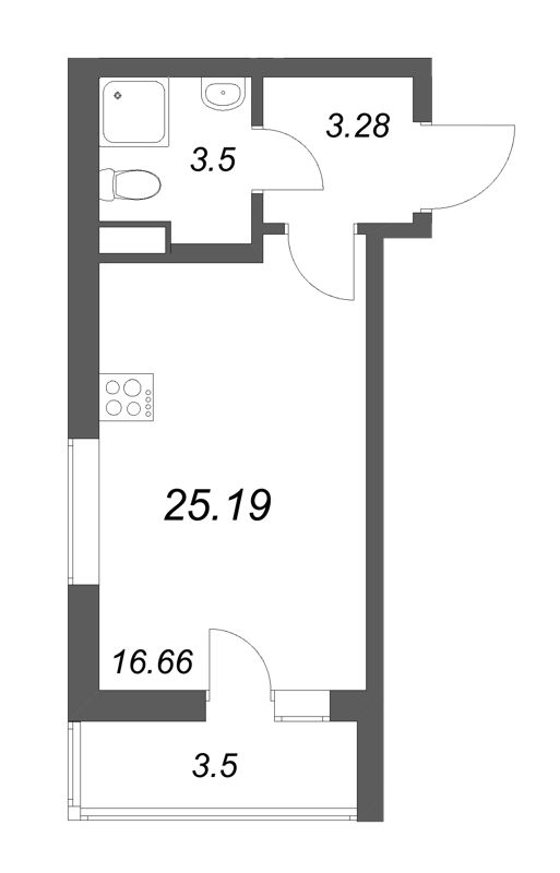 Студия 25,2 м²