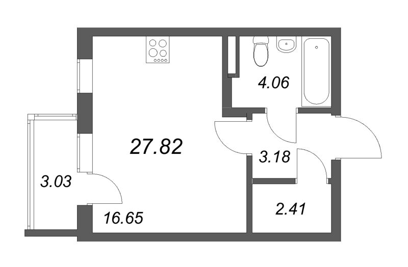 Студия 27,8 м²