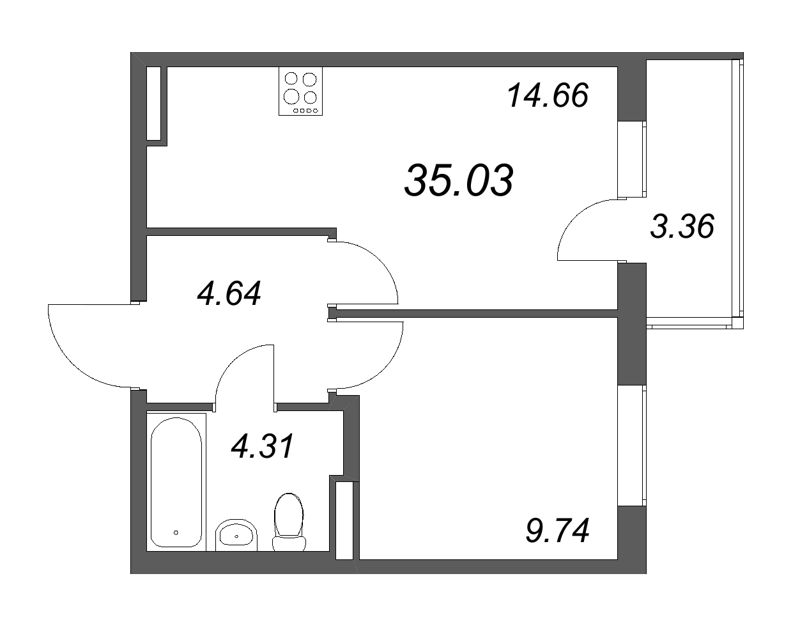 1 ккв 35 м²