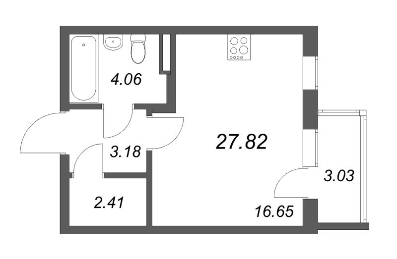 Студия 27,8 м²