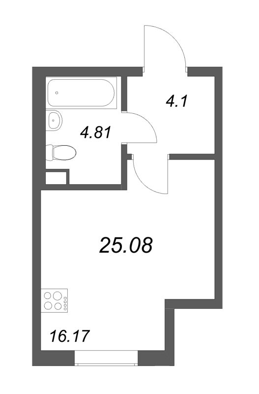 Студия 25,1 м²
