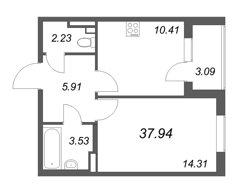 1 ккв 37,9 м²