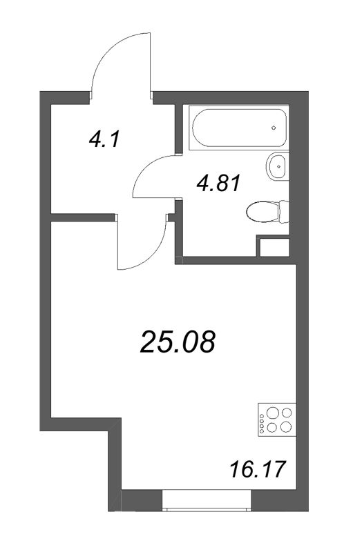 Студия 25,1 м²