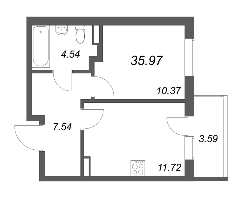 1 ккв 36 м²