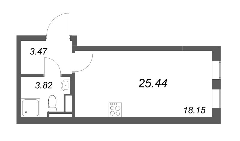 Студия 25,4 м²
