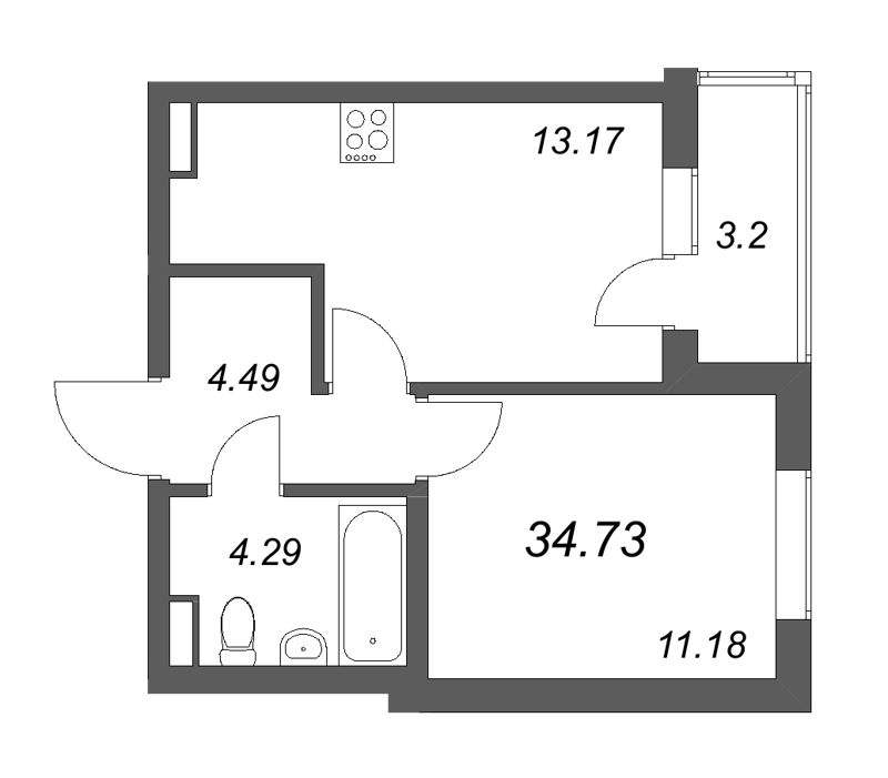 1 ккв 34,7 м²