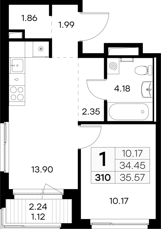 2 ккв (Евро) 35,6 м²