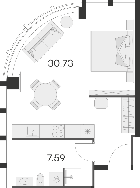 Студия 36,2 м²