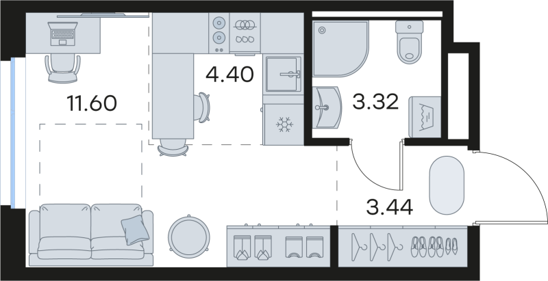 Студия 22,8 м²