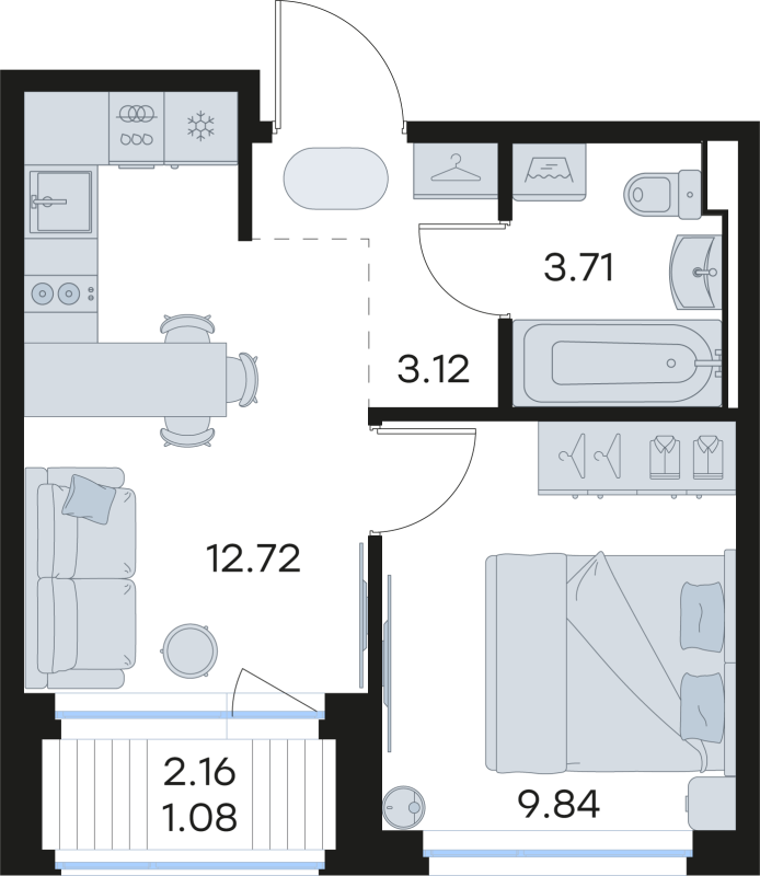 1 ккв 30,5 м²