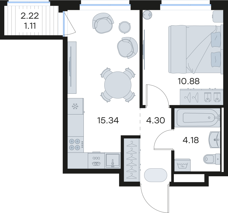 2 ккв (Евро) 35,8 м²
