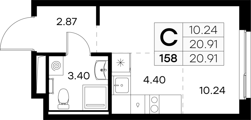 Студия 20,6 м²