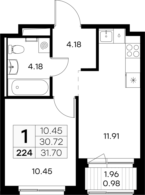 1 ккв 31,2 м²
