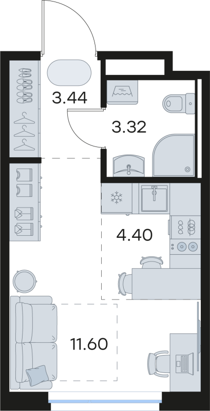 Студия 22,8 м²