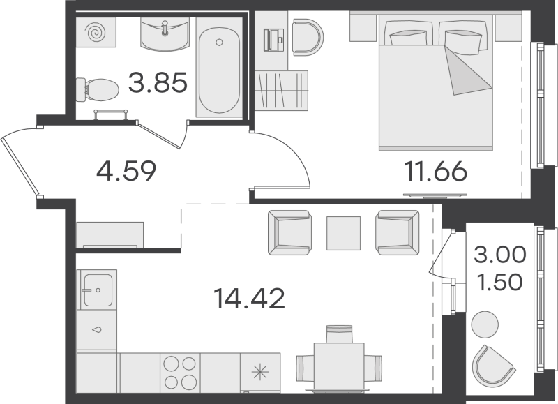2 ккв (Евро) 35,8 м²