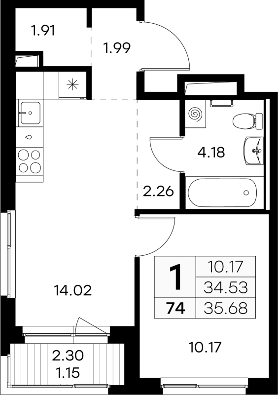 1 ккв 35,1 м²