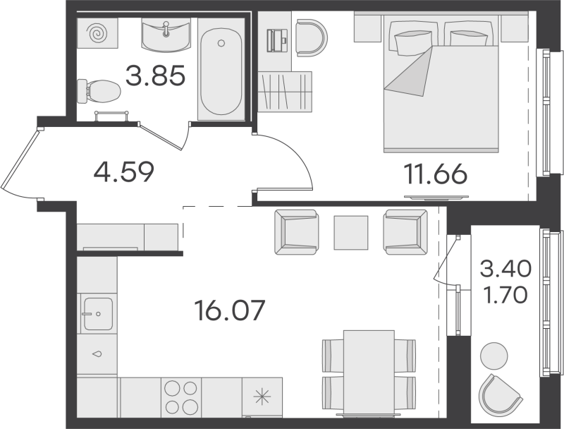 2 ккв (Евро) 37,6 м²