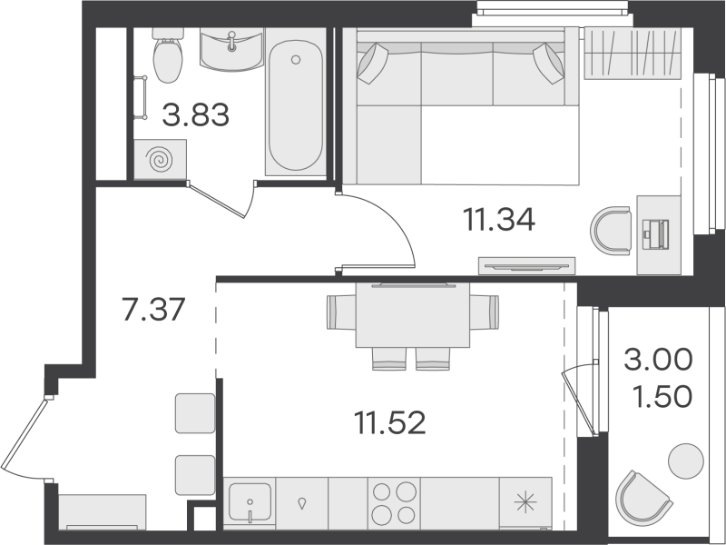 1 ккв 36,4 м²