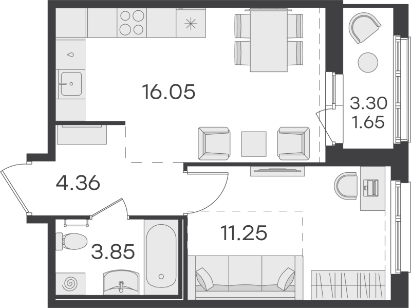 2 ккв (Евро) 37 м²