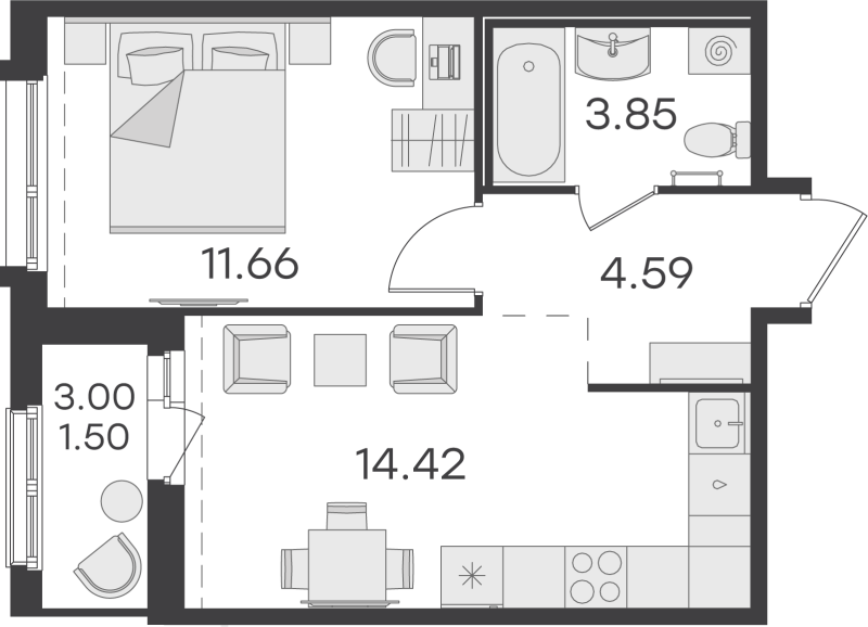 1 ккв 35,9 м²