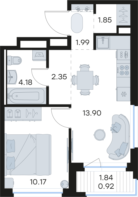 2 ккв (Евро) 35,4 м²