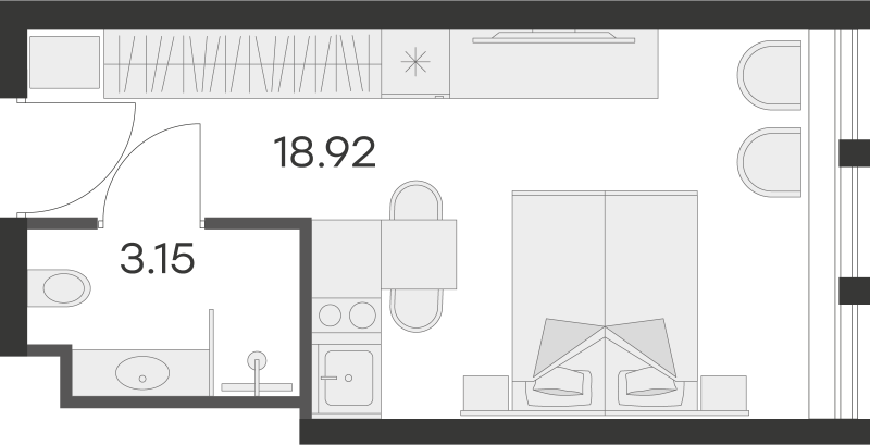 Студия 21,5 м²