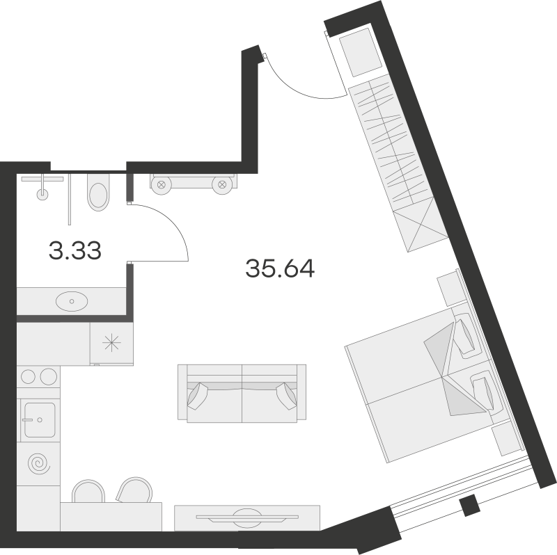 Студия 37,2 м²