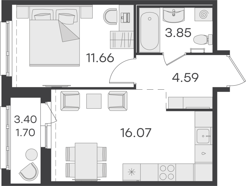 2 ккв (Евро) 37,7 м²