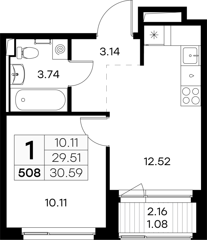 1 ккв 30,2 м²