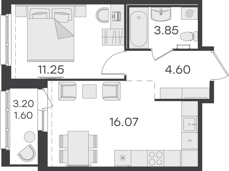2 ккв (Евро) 37,3 м²