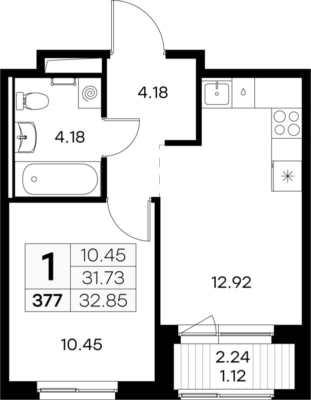 1 ккв 32,4 м²