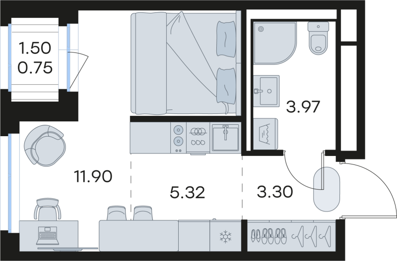Студия 25,2 м²