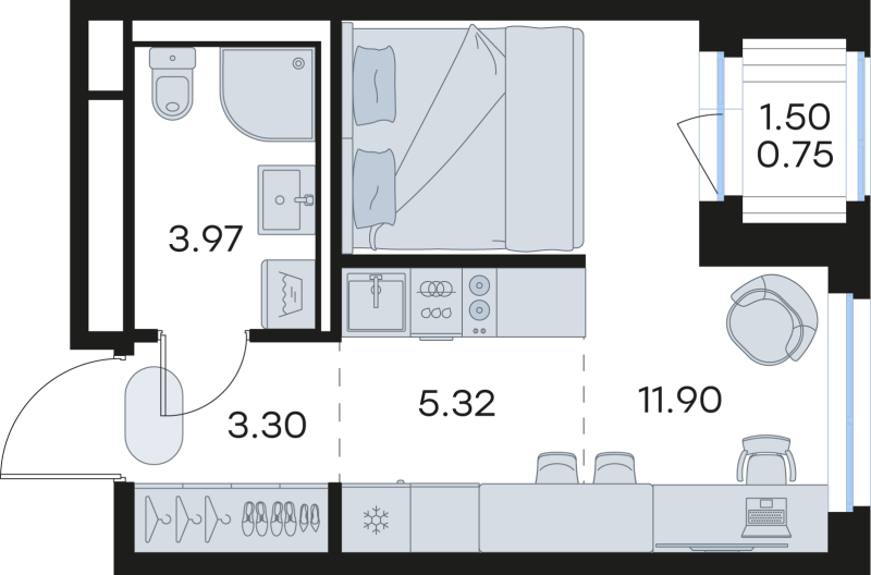 Студия 25,2 м²