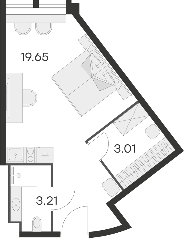 Студия 32,1 м²